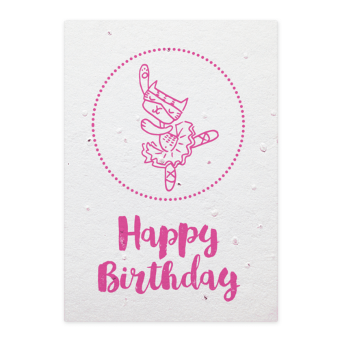 groeikaart Happy Birthday ballerina hoera felicitatiekaart verjaardagskaart