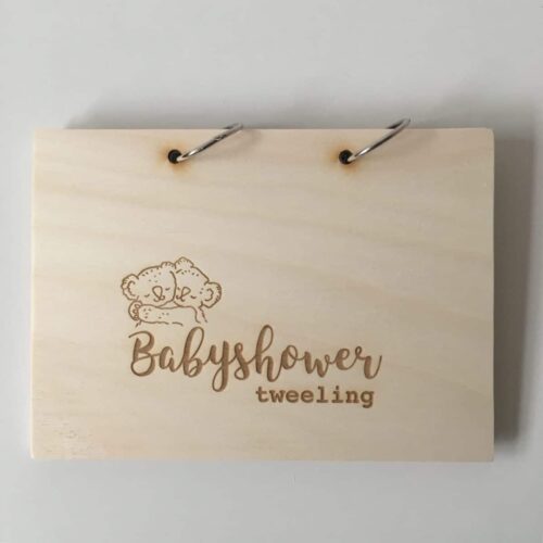 houten babyshowerboek tweeling