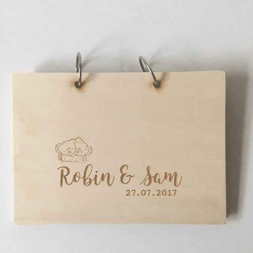 houten kraamboek tweeling met namen